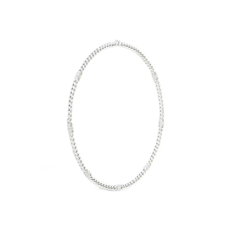CELINE Triomphe Small Gourmette Necklace In Brass With Rhodium Finish-1