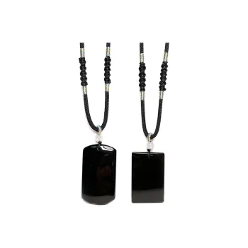 MOUNTAINS AND MANS Obsidian New Chinese Style Good Luck Necklace Unisex