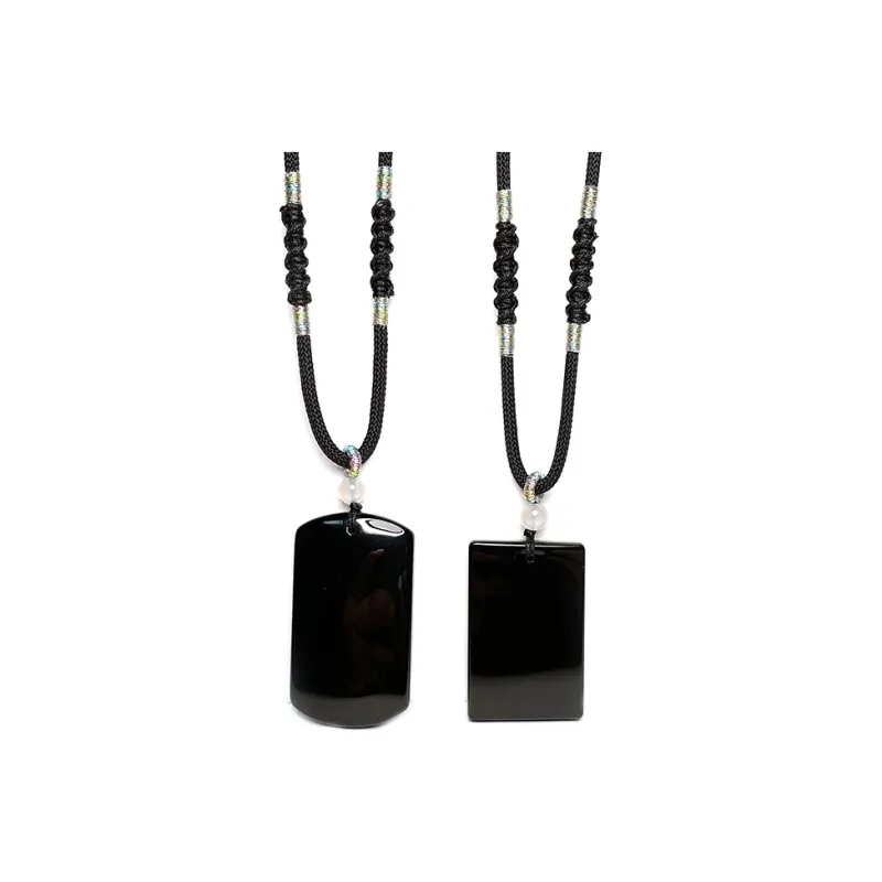 MOUNTAINS AND MANS Obsidian New Chinese Style Good Luck Necklace Unisex-0