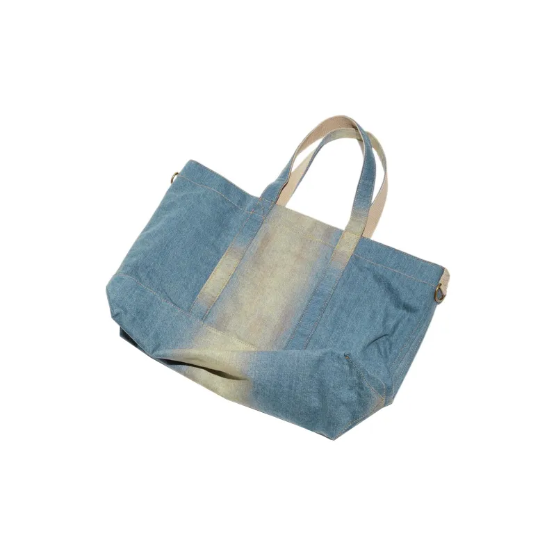 Acne Studios Denim Tote Bag, Shopping Bag, Handbag Regular Women's Light Blue/Beige-5