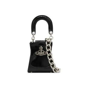 Vivienne Westwood Shiny Leather Shoulder Bag, Crossbody Bag, Handbag Regular Women's Black