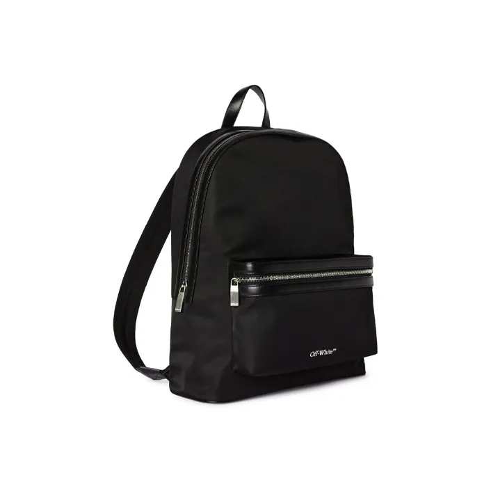 OFF WHITE Core Round Logo Print Backpack Black-1