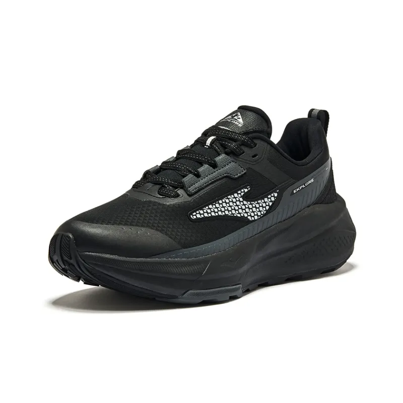 Erke Cushioning Wear Resistant Low Top Running Shoes Men's Jet Black Carbon Gray-2