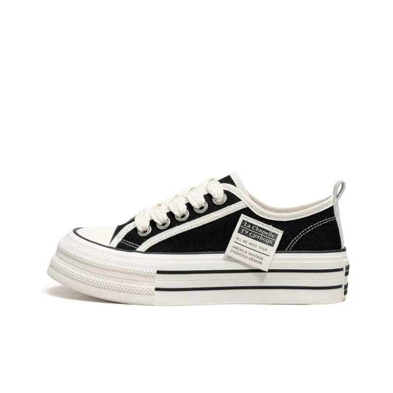 La Chapelle Lightweight Height Increasing Low Top Canvas Shoes 3cm Women's-0