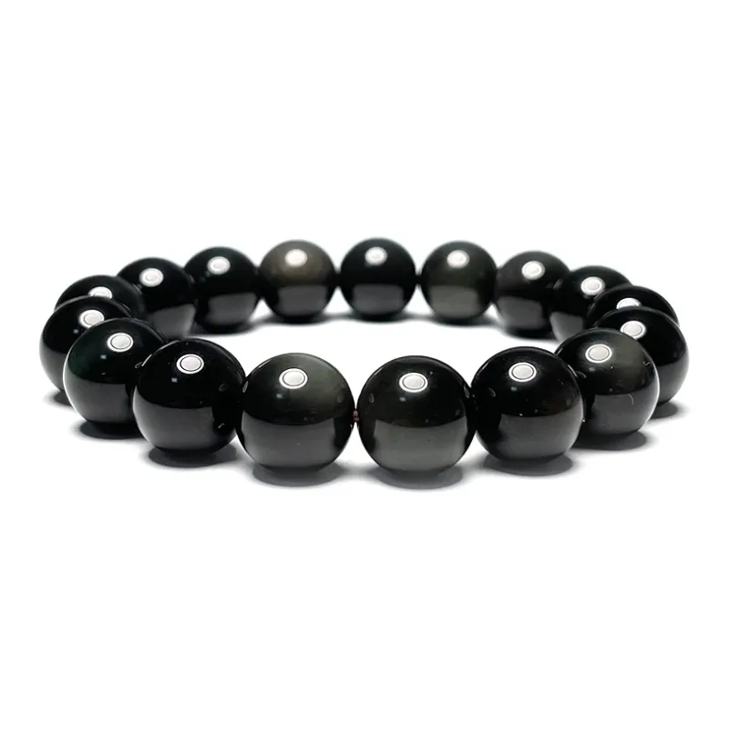 MOUNTAINS AND MANS Obsidian New Chinese Style Good Luck Beaded Bracelet Unisex-7