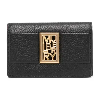Mulberry Grained Leather Coin Purse Wallets Card Holders Women's Black