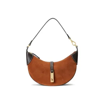 Polo Ralph Lauren Nubuck Shoulder Bag Women's Red Brown
