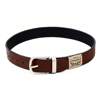 Levis Solid Color Decoration Pin Buckle Leather Belts Unisex Brown Width 2.9CM
