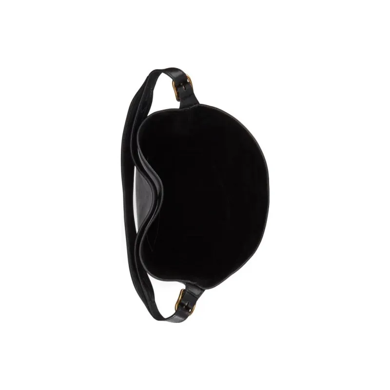 Polo Ralph Lauren Bellport Cow Leather Bucket Bag Portable Crossbody Bag Shoulder Bag Women's Black-3
