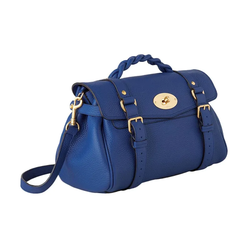Mulberry Alexa Grained Cow Leather Shoulder Bag Crossbody Bag Handbag Regular Women's Blue-1