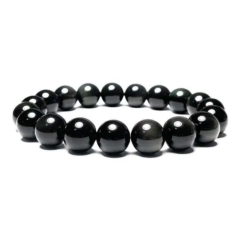 MOUNTAINS AND MANS Obsidian New Chinese Style Good Luck Beaded Bracelet Unisex-4