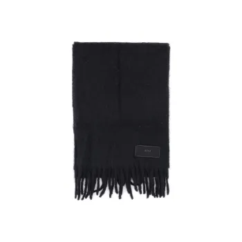 AMIPARIS Paris Logo Patch Fringed Edge Scarf