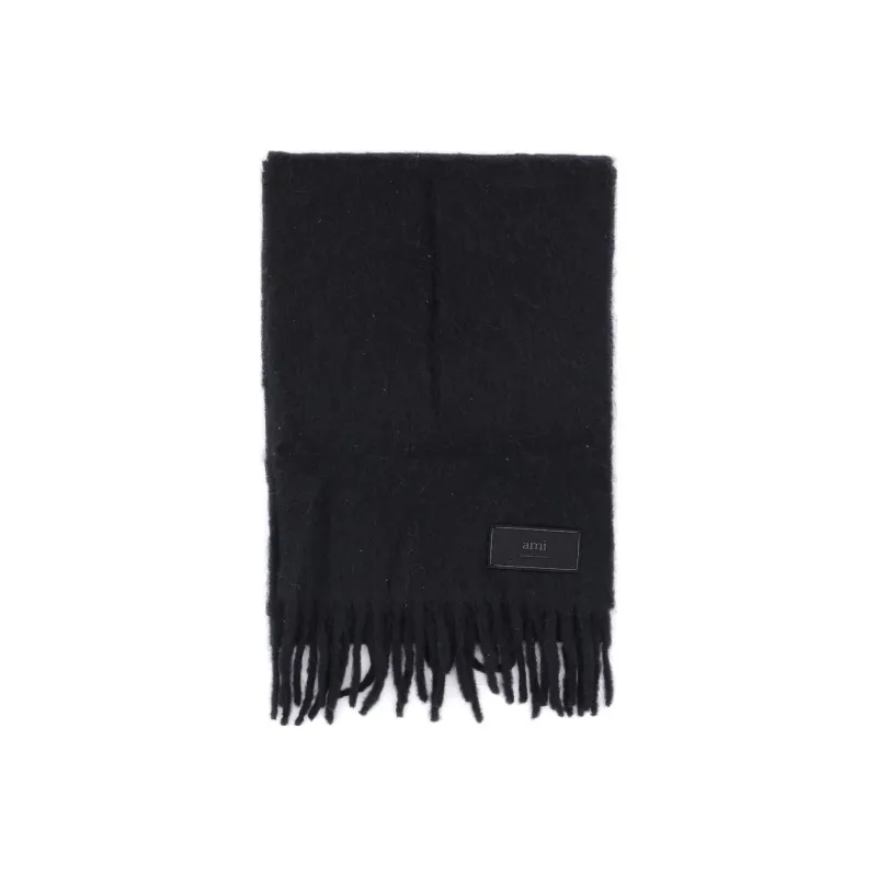 AMIPARIS Paris Logo Patch Fringed Edge Scarf-0