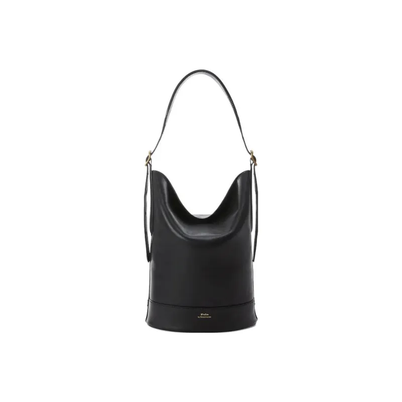 Polo Ralph Lauren Bellport Cow Leather Bucket Bag Portable Crossbody Bag Shoulder Bag Women's Black-0