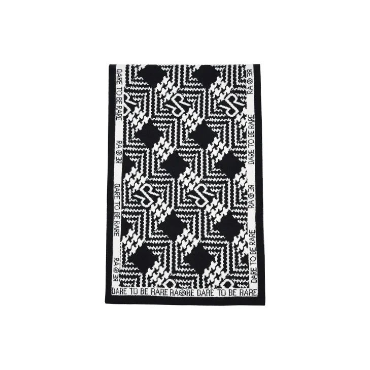 RARE Knit Scarves Unisex Black White-1
