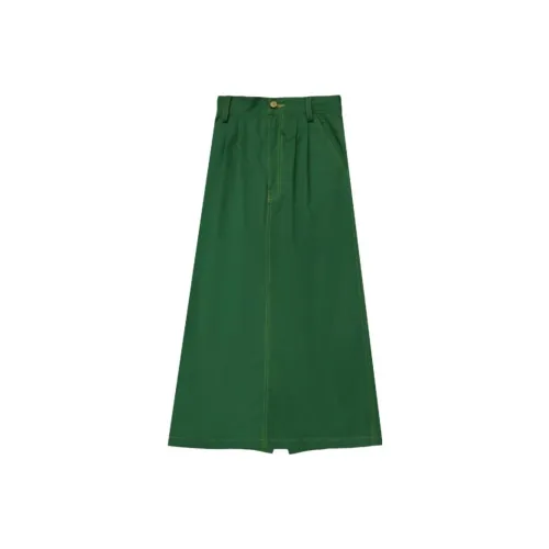 Sheep design Casual Long Skirts Women's Green