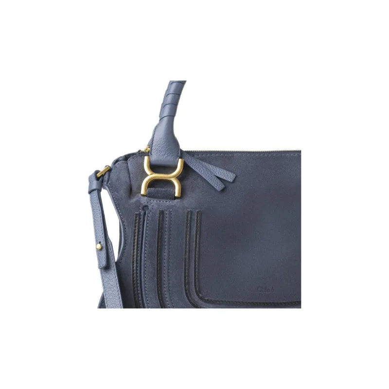 Chloe Marcie Two-Tone Suede And Grained Calfskin Shoulder Bag Crossbody Bag Handbag Women's-3