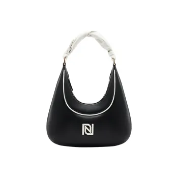 ROSA HERMOSO Top Grain Sheepskin Shoulder Bag Crescent Bag Women's Black & Ecru & Coffee