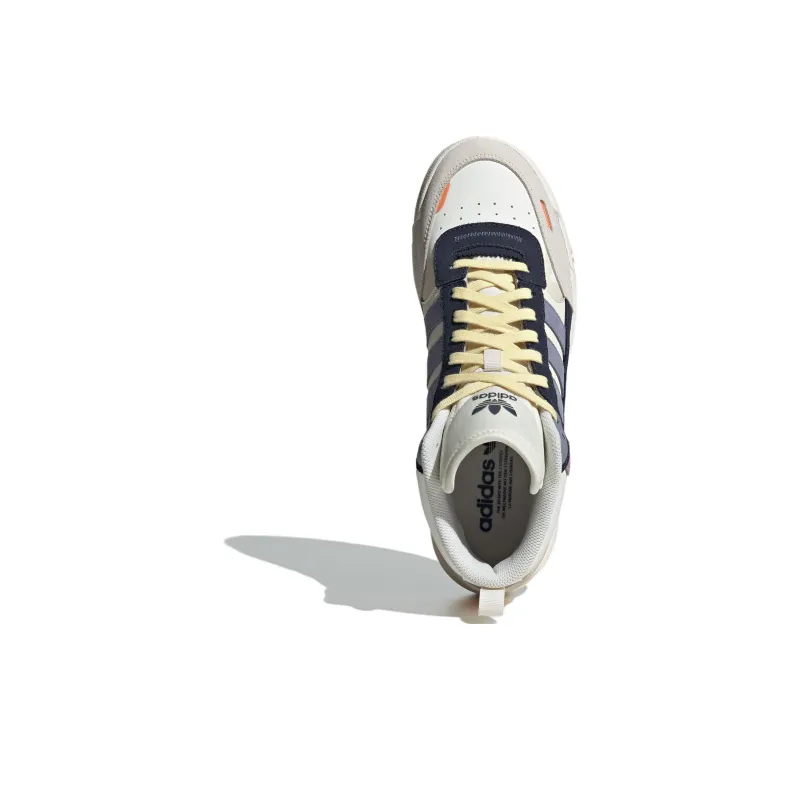 Adidas Originals Post Up Anti Slip Wear Resistant High Top Skateboard Shoes Unisex Beige Blue-3
