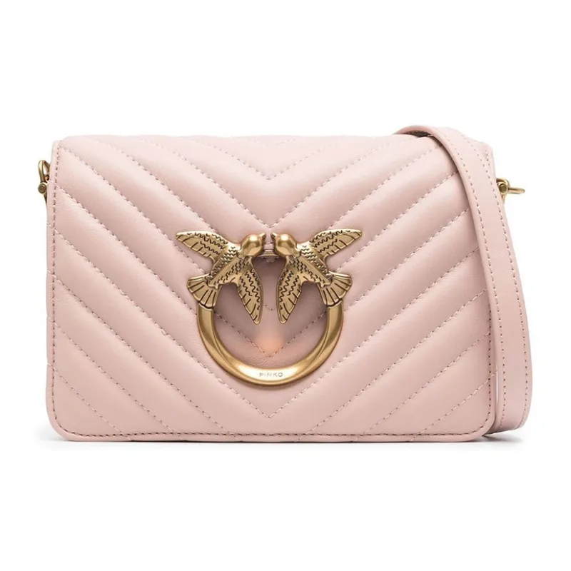 PINKO Calfskin Shoulder Bag Crossbody Bag Women's Light Pink-2