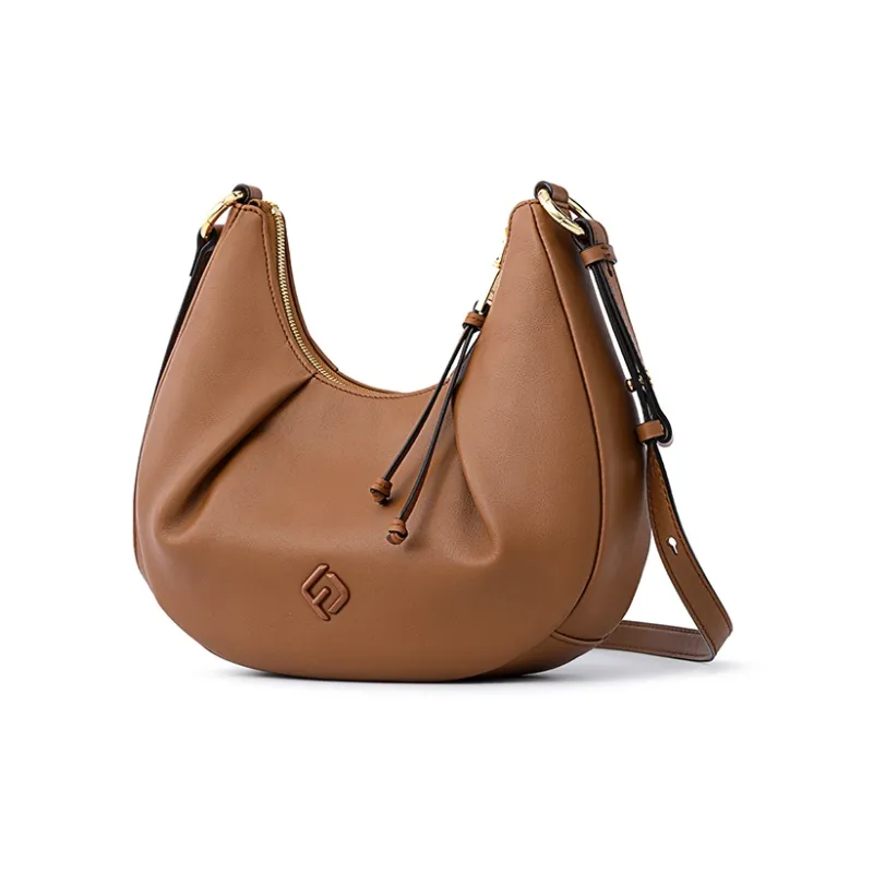 FION Soft Genuine Leather Shoulder Bag, Handbag, Shoulder Bag Women's Solid Color-7