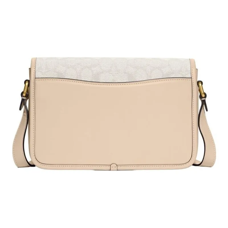 COACH Studio Cow Leather With Textile Envelope Bag Crossbody Bag Shoulder Bag Women's Ivory White With Beige-3