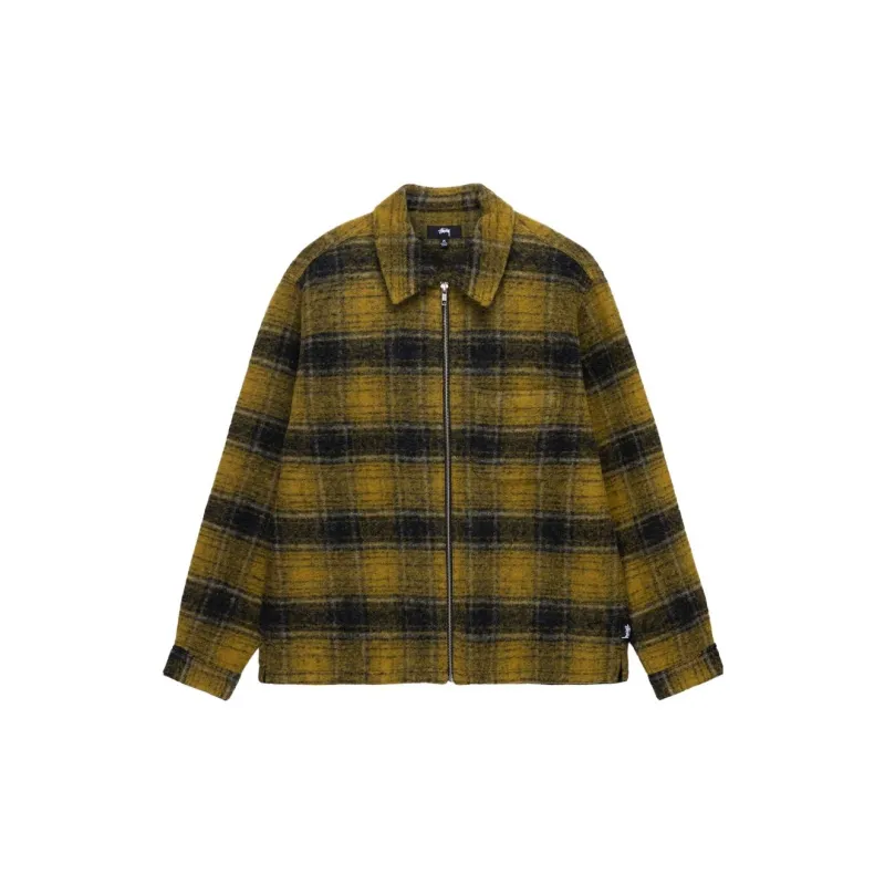 Stussy Wool Plaid Zip Shirt - POIZON