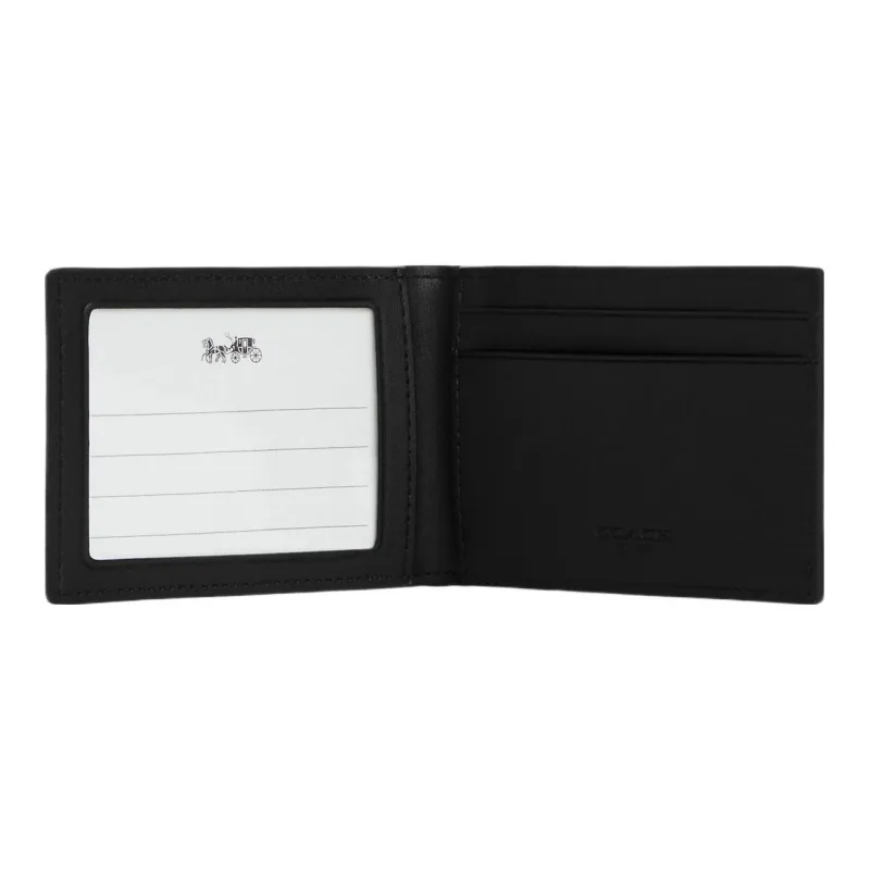 COACH Billfold Wallet Coated Canvas With Leather Card Slot Document Set Coin Purse Wallet Regular Unisex Coffee-1