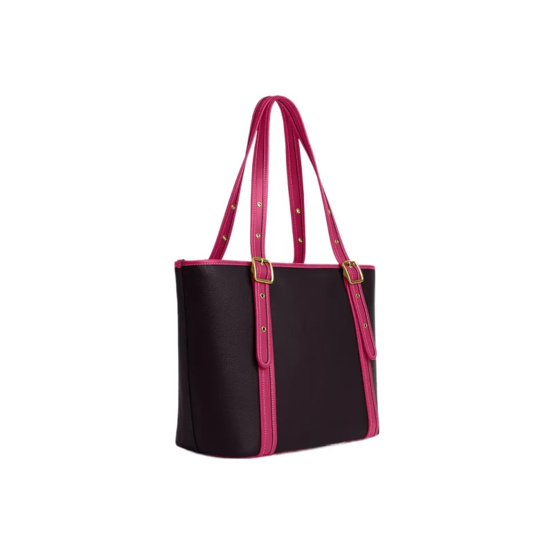 COACH Ashton Leather Tote Bag Shopping Bag Shoulder Bag Handbag Large Size Women's Leather/Gold/Dark Purple Red-1