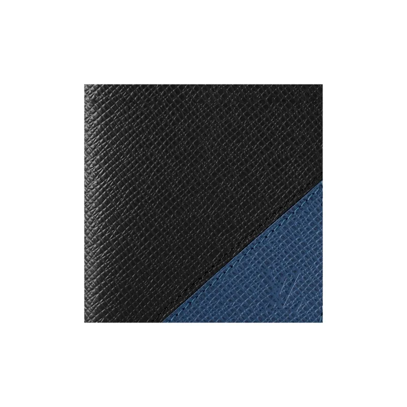 LOUIS VUITTON Taïga Cow Leather Wallet Regular Men's Black/Peacock Blue-5