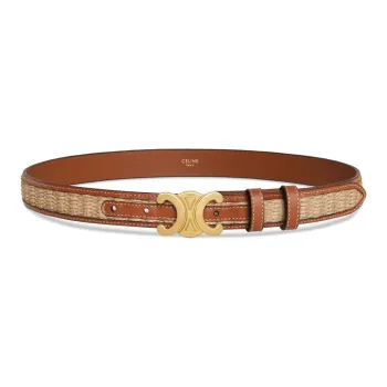 CELINE Medium Triomphe Belt In Textile With Raffia Effect And Calfskin