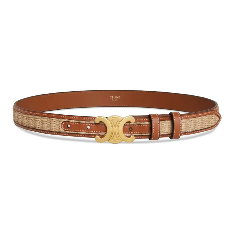 CELINE Medium Triomphe Belt In Textile With Raffia Effect And Calfskin-0