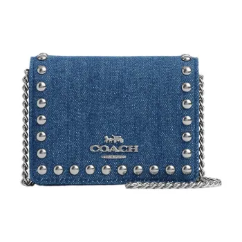 COACH Wallet Denim Small Square Bag Shoulder Bag Crossbody Bag Wallet Mini Women's Denim Blue