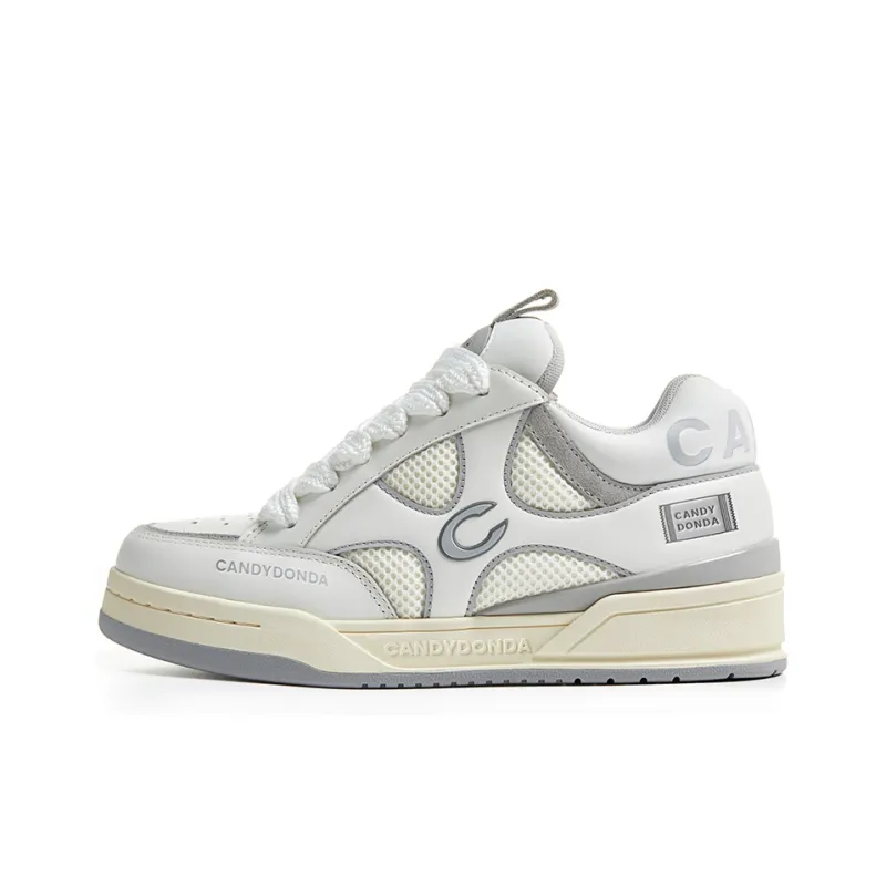 CANDYDONDA Basic Color Scheme Low-Top Skateboard Shoes Unisex Gray White-0