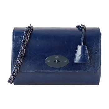 Mulberry Lily Calfskin Shoulder Bag Crossbody Bag Medium Size Women's Sapphire Blue