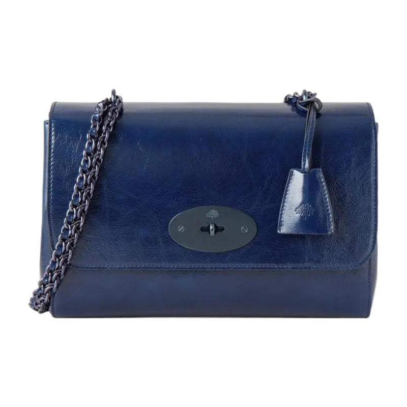 Mulberry Lily Calfskin Shoulder Bag Crossbody Bag Medium Size Women's Sapphire Blue-0