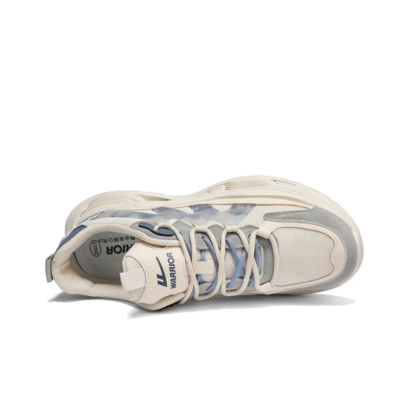 Warrior Cushioning Anti-Slip Wear-Resistant Breathable Height Increasing Warm Low-Top Chunky Sneakers Unisex Beige Gray-3