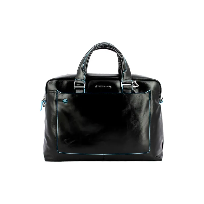 PIQUADRO Leather Laptop Bags Briefcase Shoulder Bag Crossbody Bag Handbag Unisex Black-1