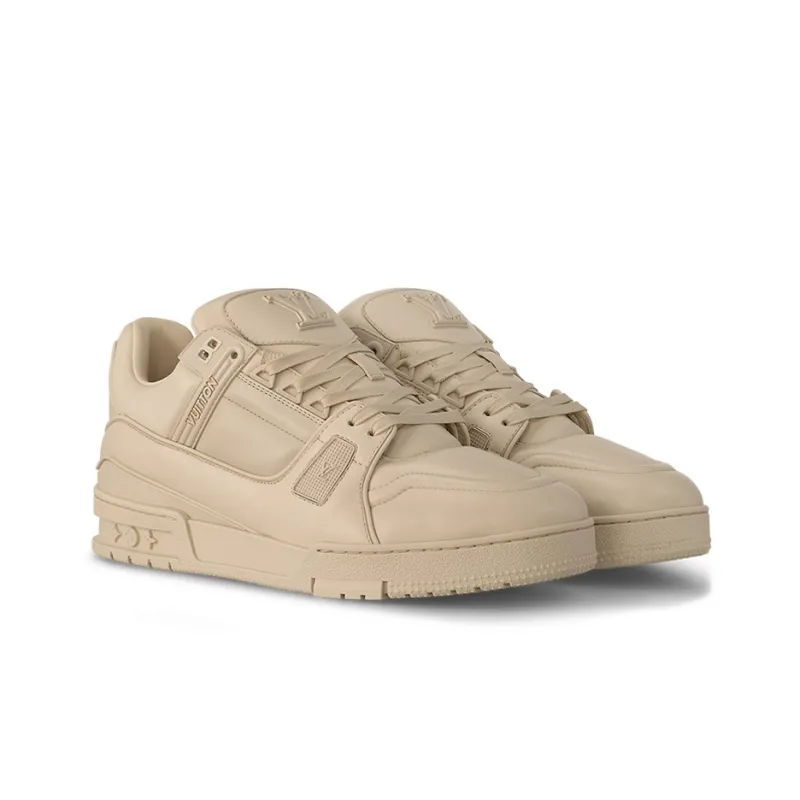 LOUIS VUITTON Trainer Low Top Skateboard Shoes Men's Beige-1