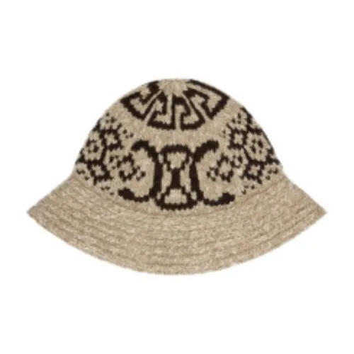 CELINE Cloche Hat In Triomphe Fair Isle Wool