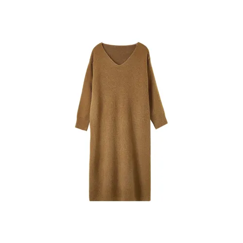 FANQIN Long-Sleeved Dresses Women's Camel