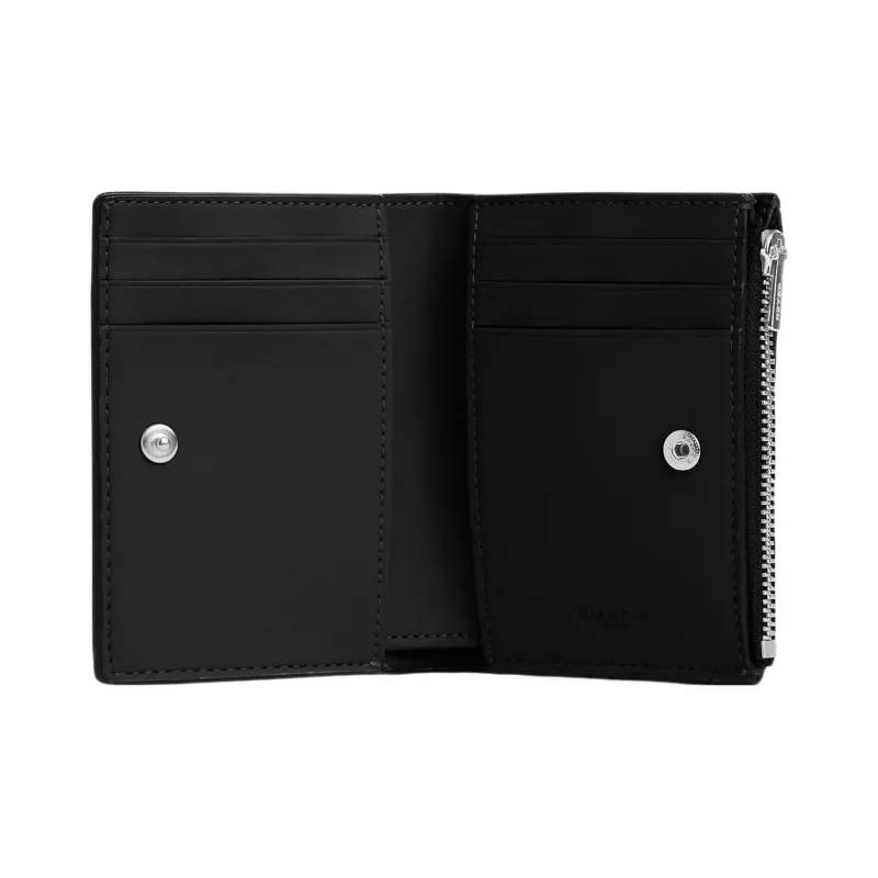 COACH Pebbled Leather Coin Purse Wallet Trumpets Women's Black-1