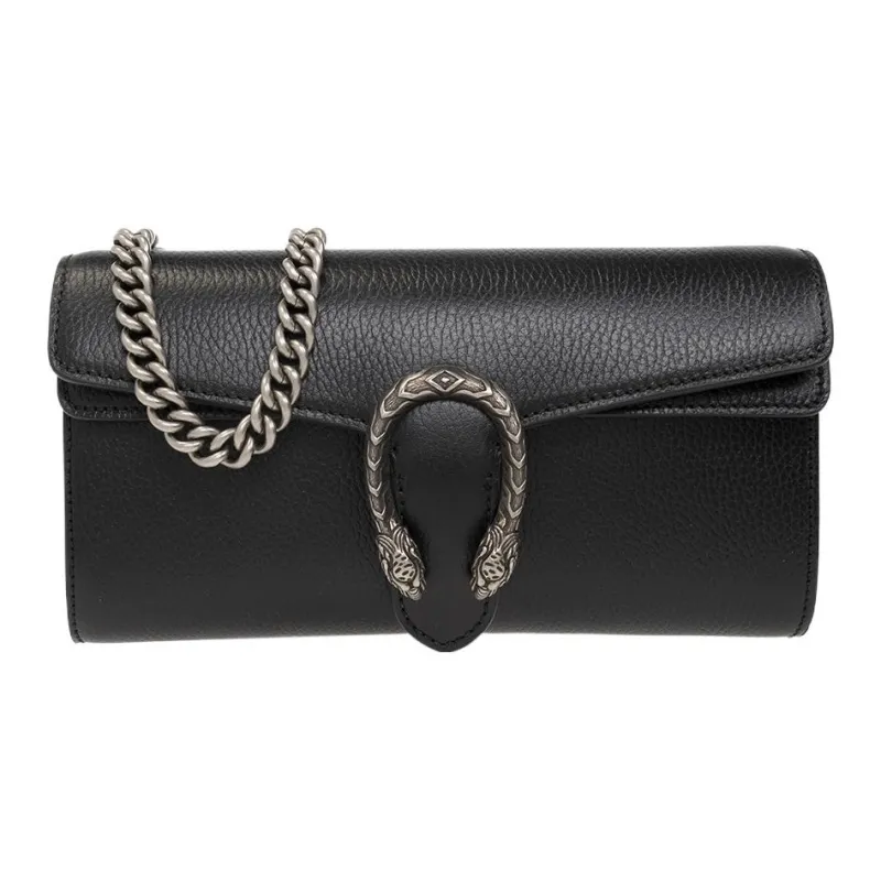 GUCCI Dionysus Leather Chain Bag Flap Bag Crossbody Bag Shoulder Bag Women's Black-0