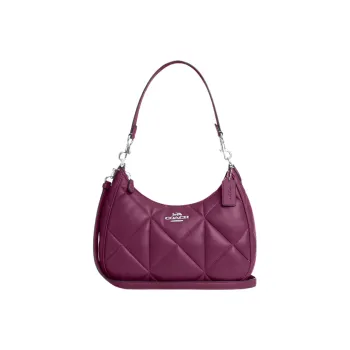 COACH Teri Nappa Leather Shoulder Bag, Handbag, Shoulder Bag Women's Dark Berry