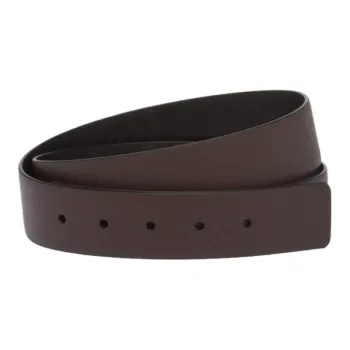 PRADA Solid Color Smooth Buckle Leather Belts Men's Brown Width 3.5CM
