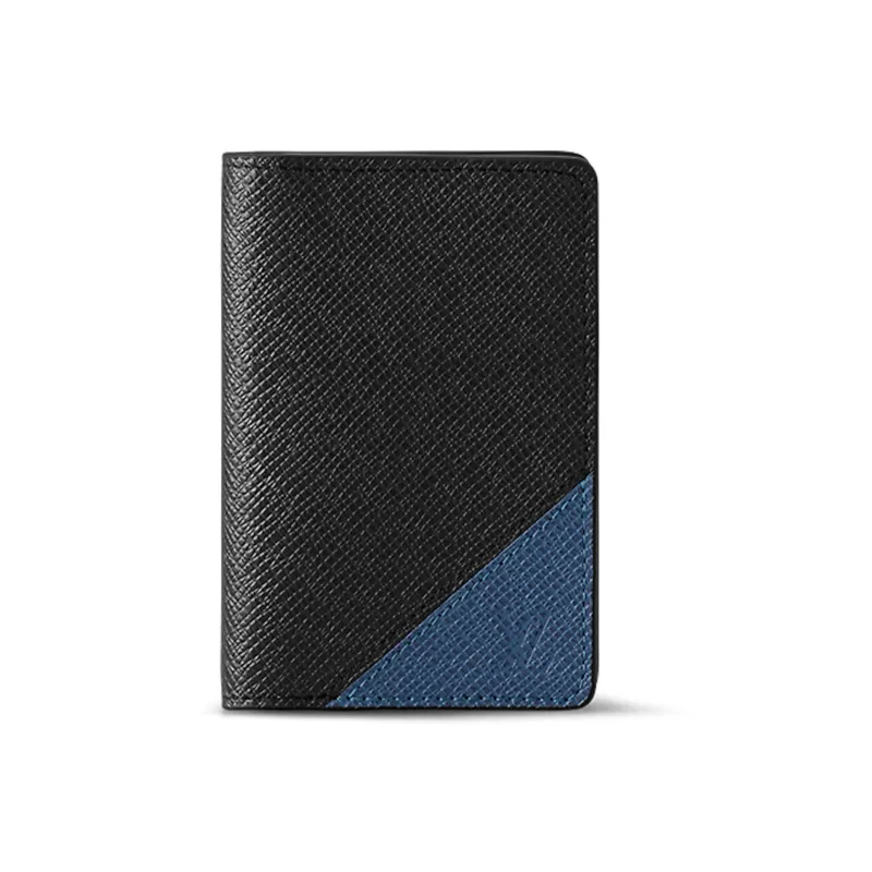 LOUIS VUITTON Taïga Cow Leather Wallet Regular Men's Black/Peacock Blue-0