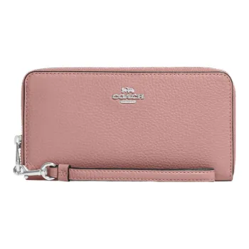 COACH Zip Around Leather Wrist Bag Card Holder Wallet Regular Women's Nude
