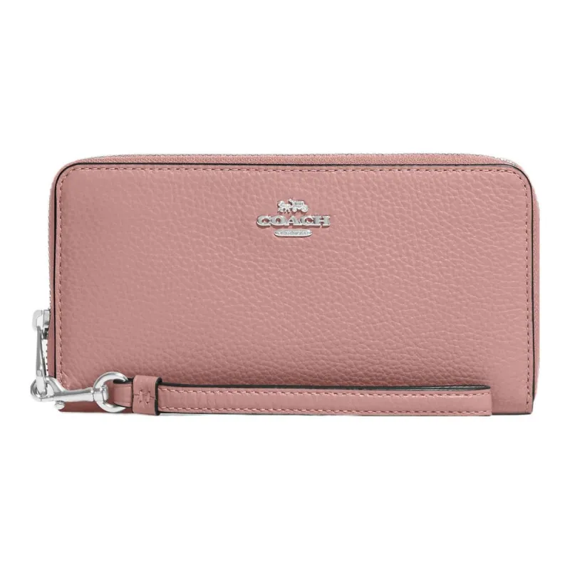 COACH Zip Around Leather Wrist Bag Card Holder Wallet Regular Women's Nude-0