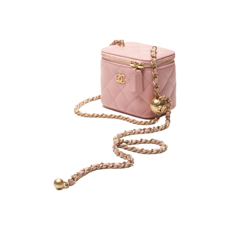CHANEL Sheepskin Shoulder Bag, Crossbody Bag Women's Pink-2
