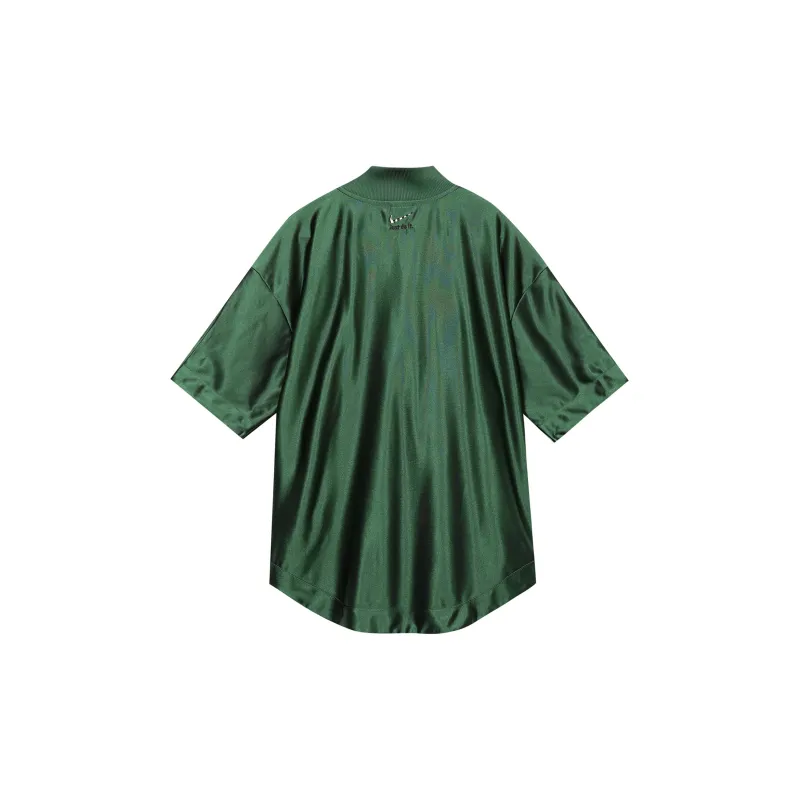 Nike Sportswear Women's Baseball Collar Short-Sleeve Shirt Green-1